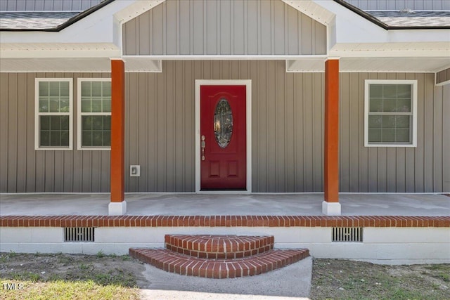 property entrance with a porch