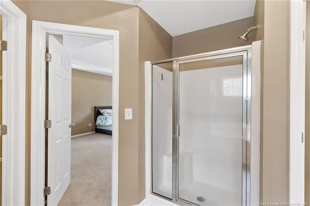 bathroom featuring a shower stall