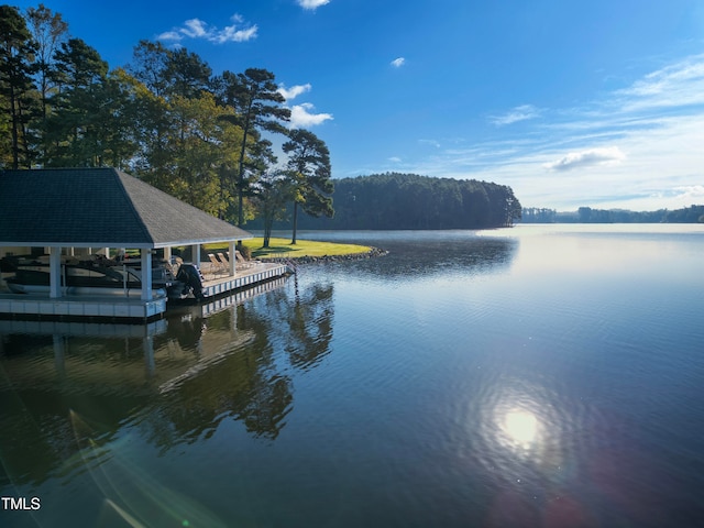 dock area featuring a water view