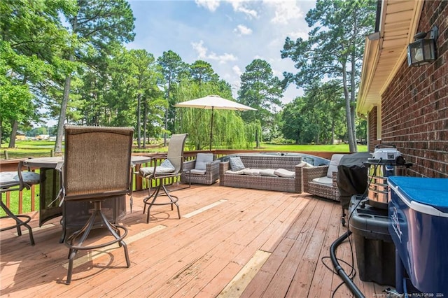 deck with area for grilling