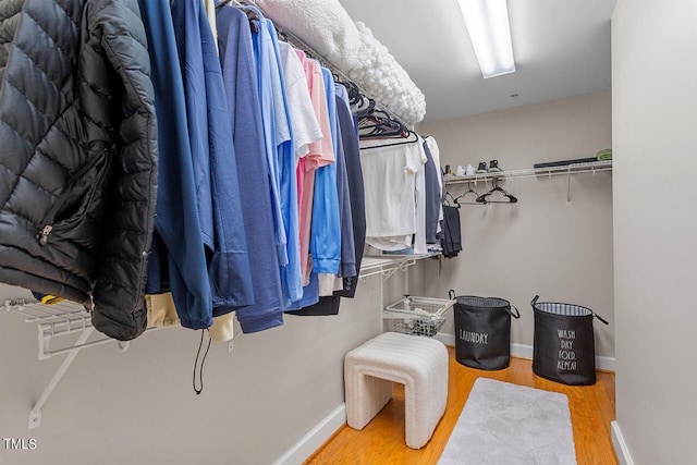 walk in closet featuring light hardwood / wood-style floors