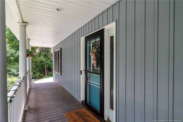 deck with covered porch