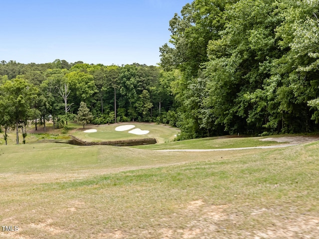 view of property's community featuring a lawn and golf course view