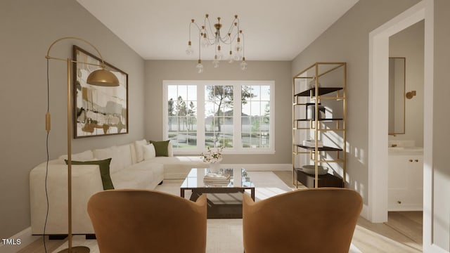 living area with light hardwood / wood-style flooring