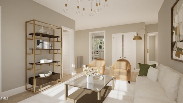 living room with light wood-type flooring