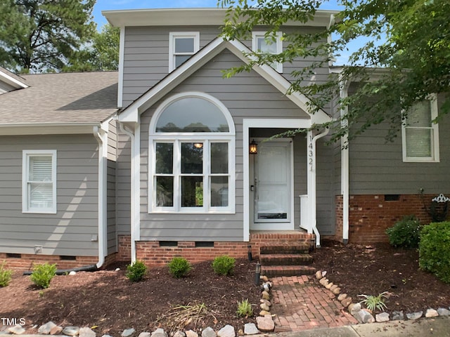 1432 Quarter Pt, Raleigh, NC 27615 - view of front of home with crawl space and roof with shingles