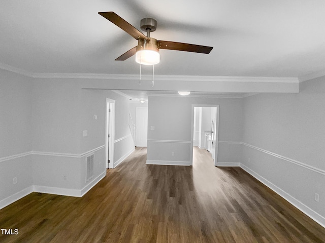 1432 Quarter Pt, Raleigh, NC 27615 - spare room with ceiling fan, dark wood finished floors, and ornamental molding