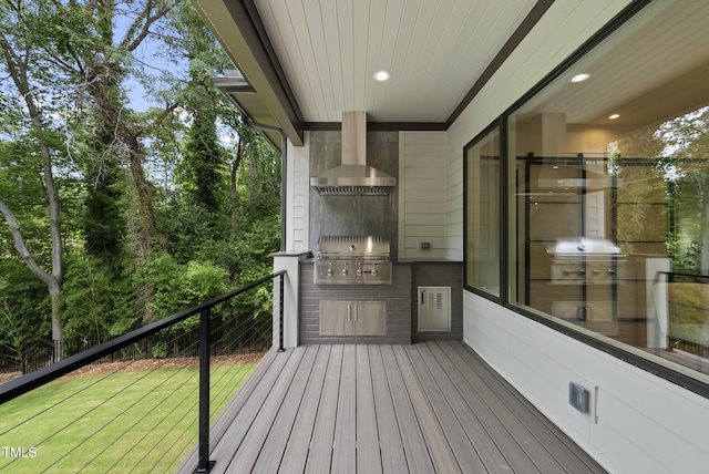 4123 Rockingham Dr, Raleigh, NC 27609 - wooden terrace with grilling area