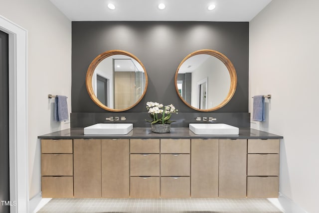 4123 Rockingham Dr, Raleigh, NC 27609 - full bath featuring recessed lighting and double vanity