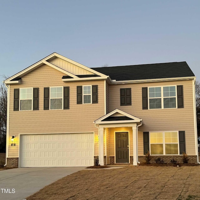 view of front facade featuring a garage