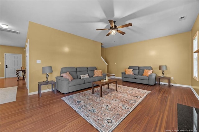 60 Hunters Way, Angier, NC 27501 - living area featuring ceiling fan and wood finished floors