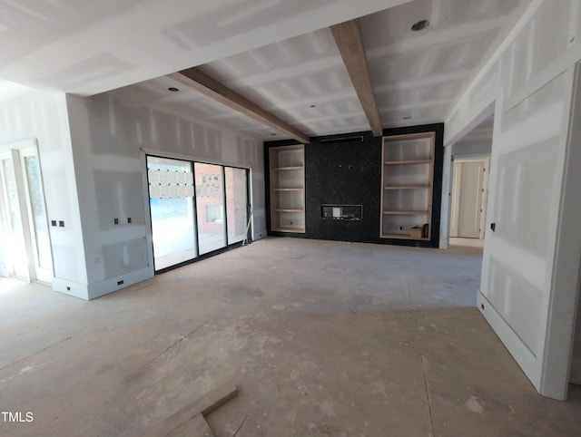 unfurnished living room with a fireplace