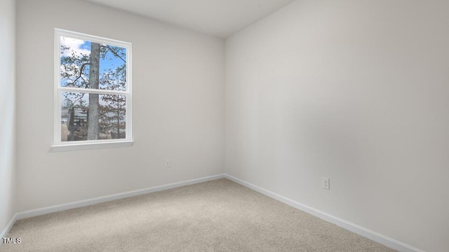 carpeted spare room with baseboards