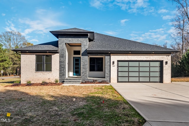 prairie-style house with a garage