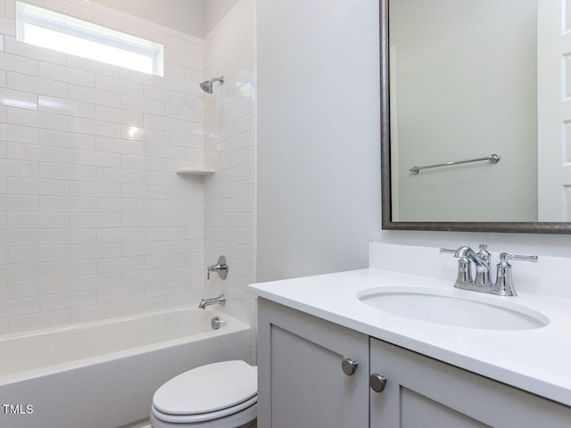 6052 Scalybark Rd, Durham, NC 27712 - bathroom featuring vanity, shower / bathing tub combination, and toilet