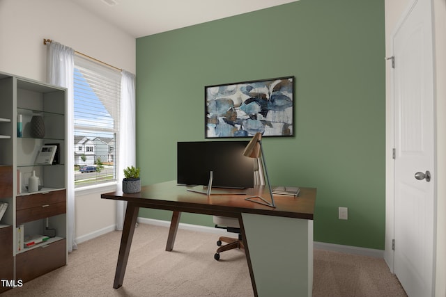 office area featuring light carpet and a wealth of natural light