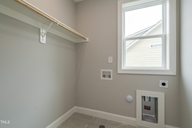 washroom featuring laundry area, baseboards, washer hookup, and hookup for an electric dryer