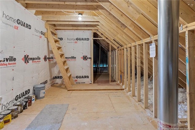 view of unfinished attic