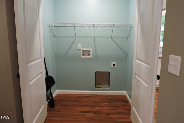 laundry area with hookup for a washing machine, hookup for an electric dryer, and hardwood / wood-style floors