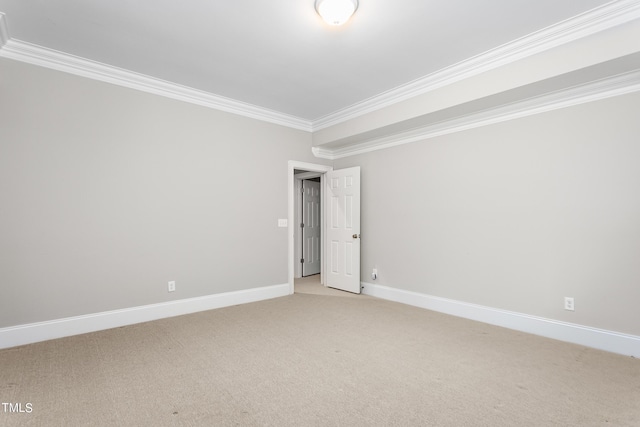 carpeted empty room featuring crown molding