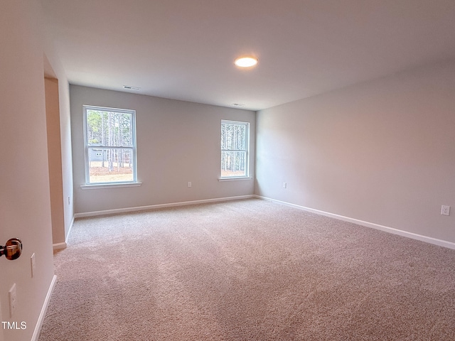 spare room featuring light colored carpet and plenty of natural light