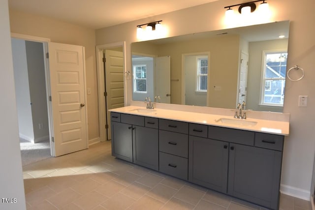 bathroom featuring vanity and tile patterned flooring