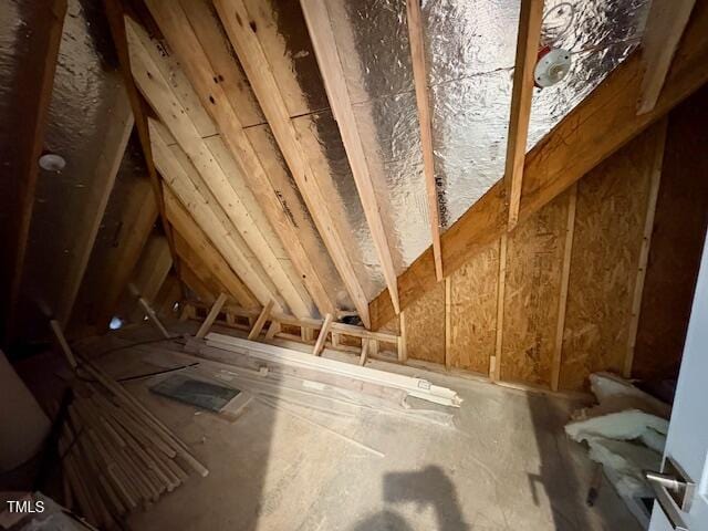 view of unfinished attic