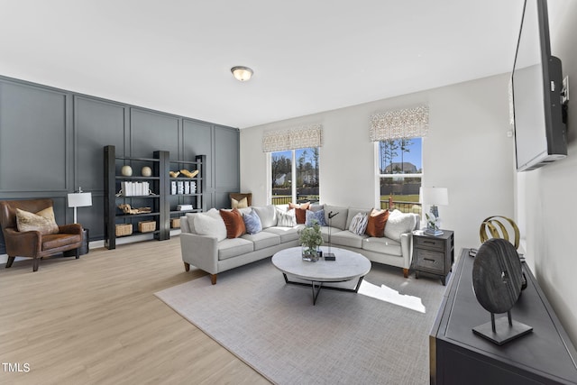 living room featuring light wood-type flooring