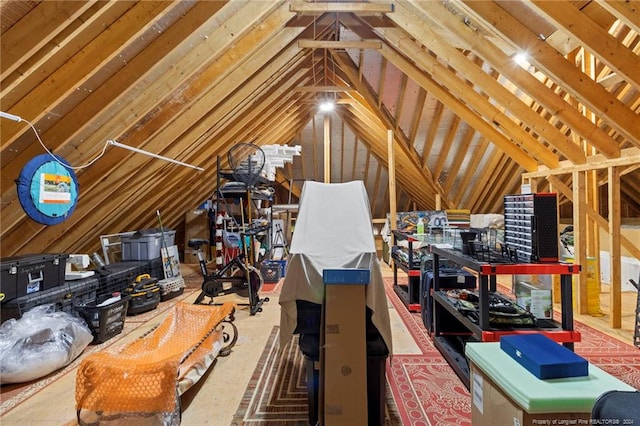 view of unfinished attic
