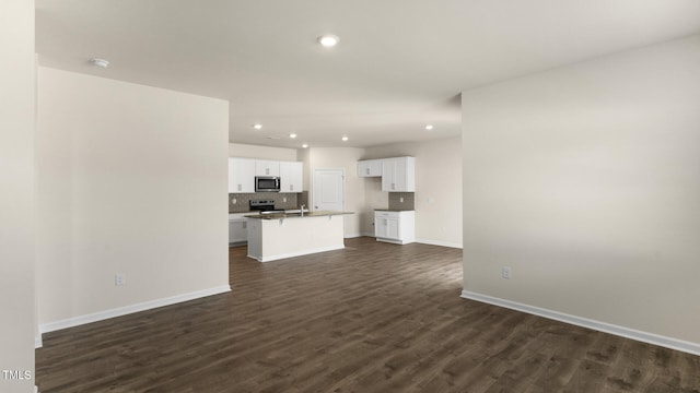 unfurnished living room featuring dark hardwood / wood-style floors