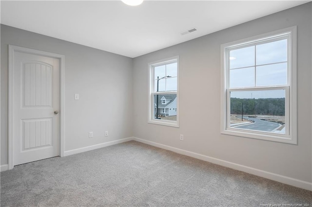 empty room with a wealth of natural light and carpet floors