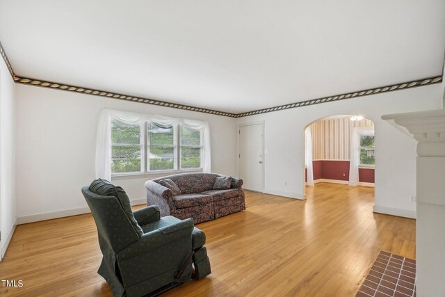 living room with light wood-type flooring