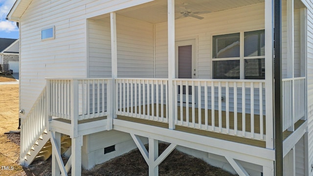 deck featuring ceiling fan