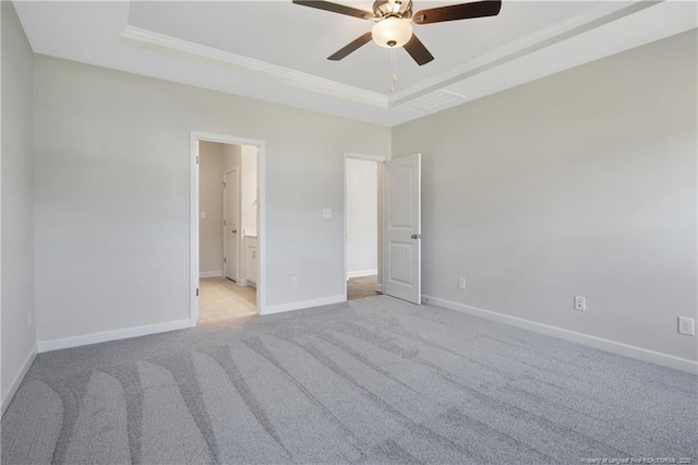 5411 Seedling Rd, Fayetteville, NC 28311 - unfurnished room featuring a raised ceiling, ceiling fan, baseboards, carpet floors, and ornamental molding