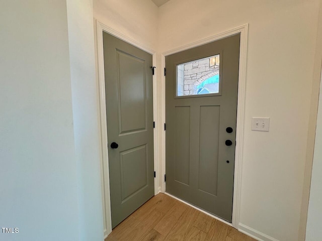 foyer with light hardwood / wood-style floors