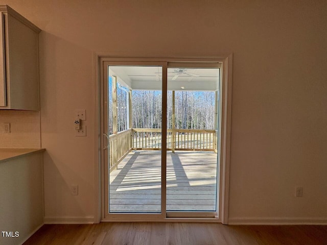 doorway to outside featuring light hardwood / wood-style floors