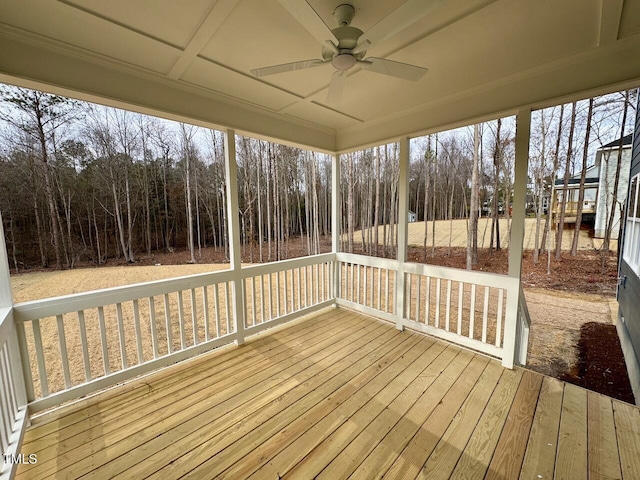 deck featuring ceiling fan