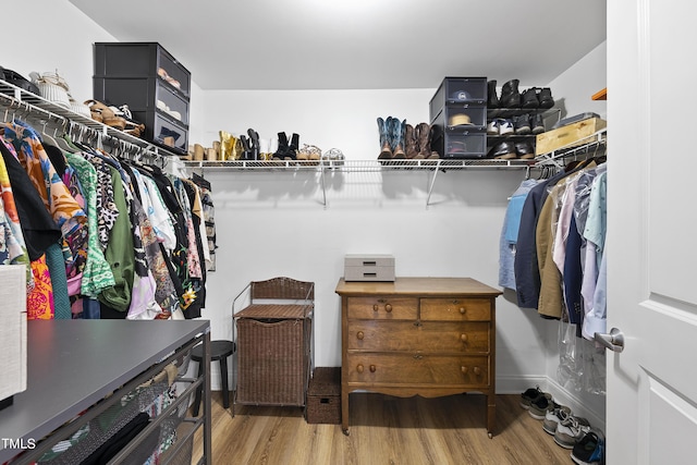 walk in closet featuring light wood-type flooring