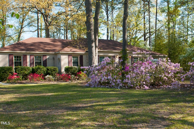 view of front facade featuring a front lawn