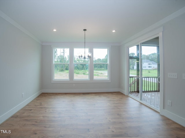 16 Autumn Breeze Ct, Angier, NC 27501 - unfurnished dining area with a chandelier, healthy amount of natural light, baseboards, wood finished floors, and recessed lighting