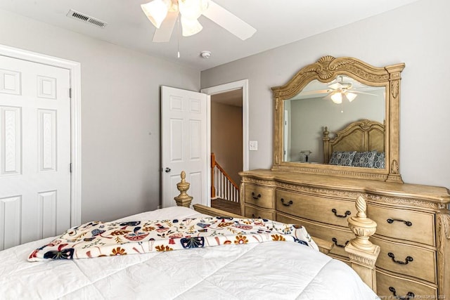 bedroom featuring ceiling fan