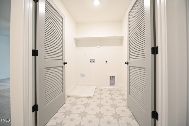 laundry area featuring gas dryer hookup, hookup for a washing machine, and hookup for an electric dryer