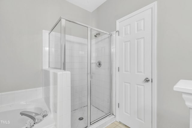 bathroom with plus walk in shower