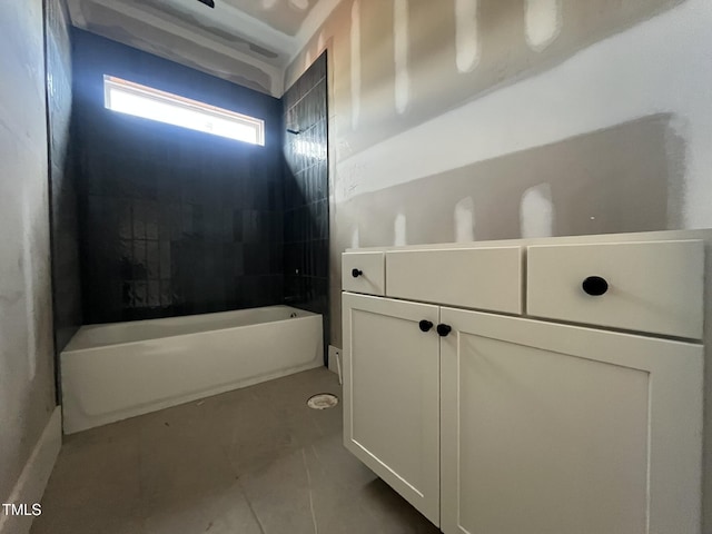 full bathroom featuring tile patterned floors, shower / tub combination, and vanity