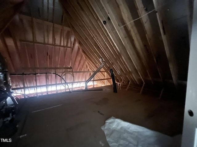 view of unfinished attic