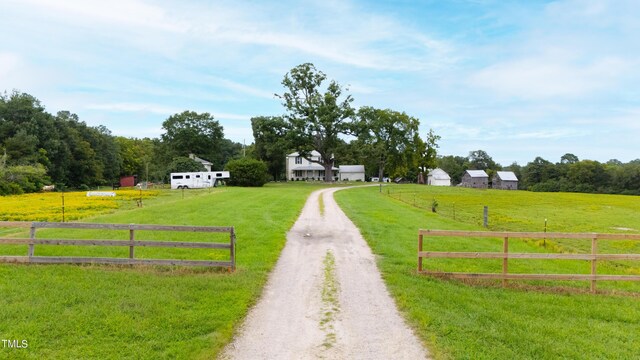 view of street with a rural view