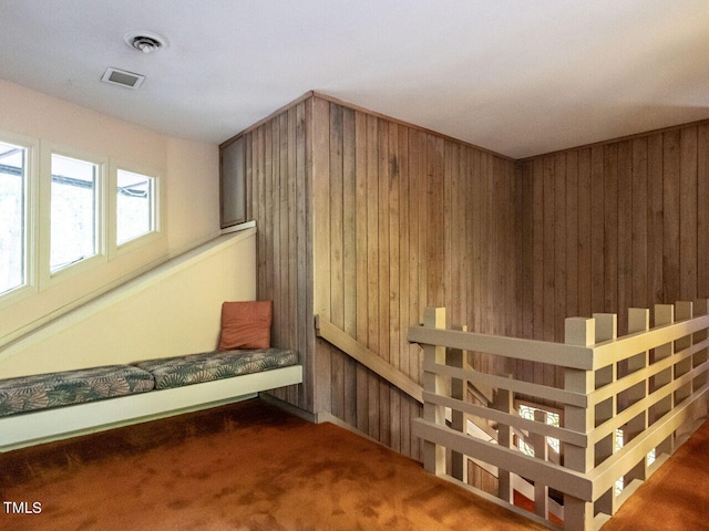 interior space with wood walls