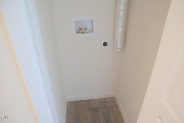 washroom featuring hookup for an electric dryer, hardwood / wood-style floors, and washer hookup