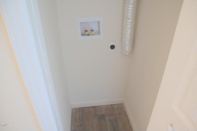 laundry room featuring hardwood / wood-style flooring, washer hookup, and electric dryer hookup