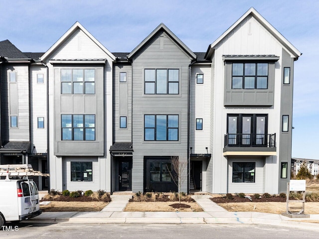 townhome / multi-family property with board and batten siding